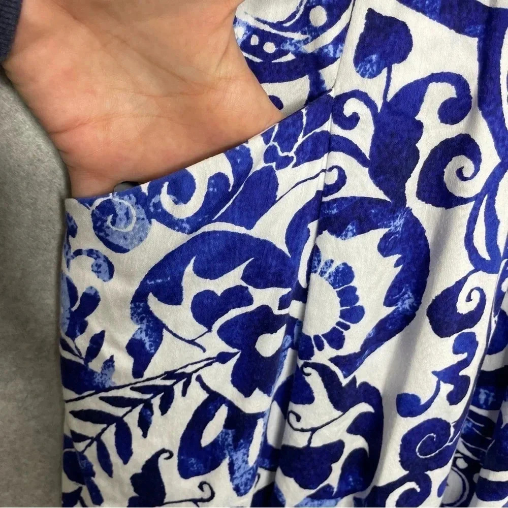 Lauren Ralph Lauren Empire Waist Dress V Neck Blue Floral Printed - Picture 6 of 7